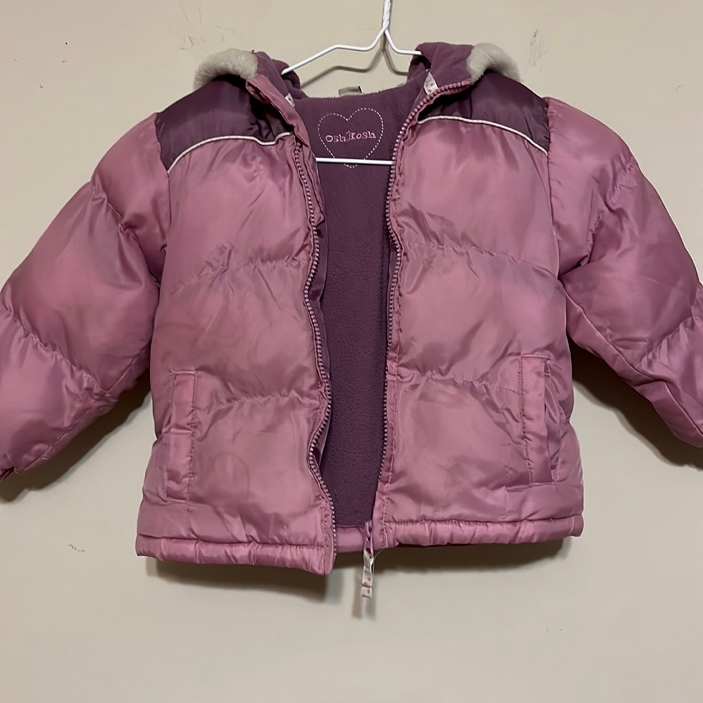 Osh Gosh Puffer Jacket With Hood , Mauve. Size 3t